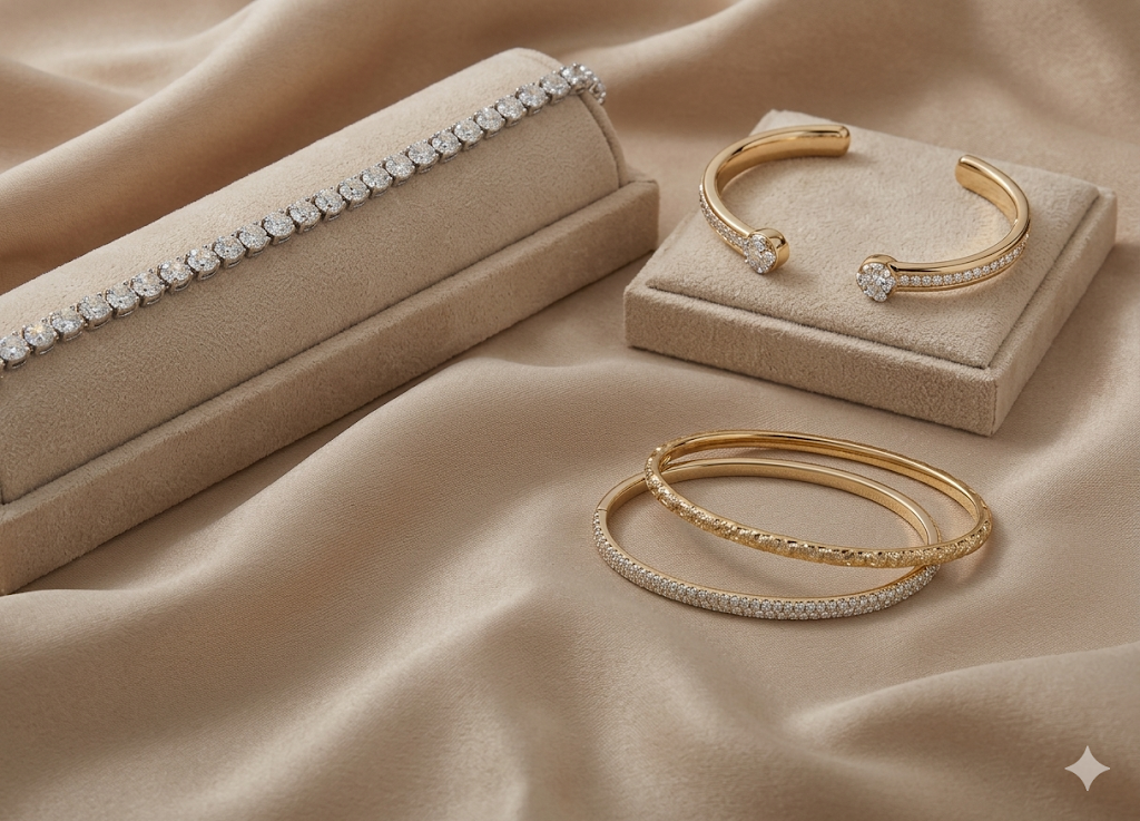Bracelets collection — cuffs, bangles and tennis bracelets