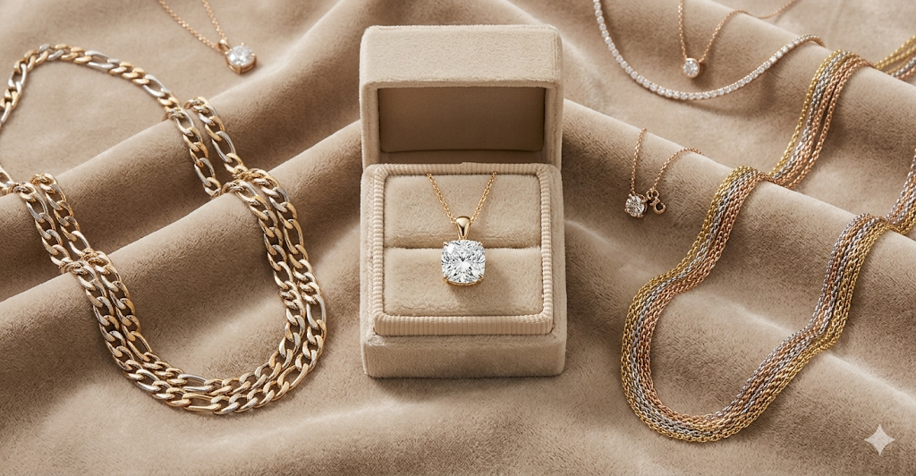 Necklaces collection — pendants, chains and chokers